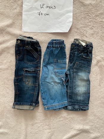 Lot de 3 pantalons jeans 👖 - Kimbaloo, Creeks & autre - 12 mois - TBE