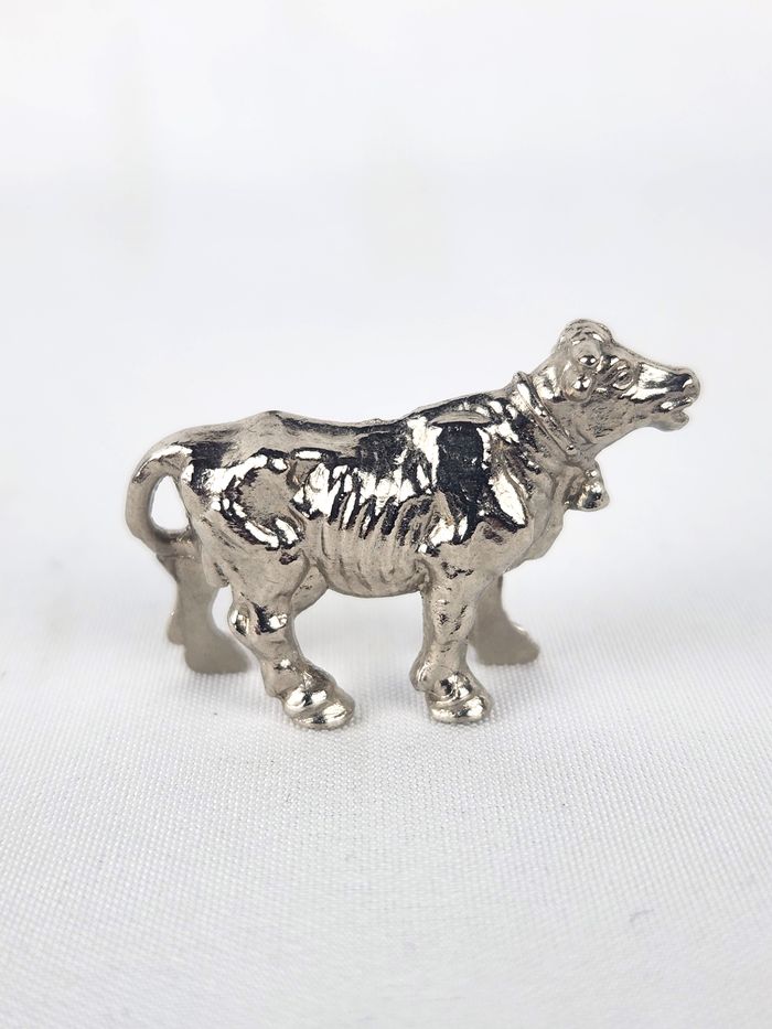 Figurine Vache Métal Vintage - Kinder Surprise Années 80 - Série Animaux Domestiques - photo numéro 3