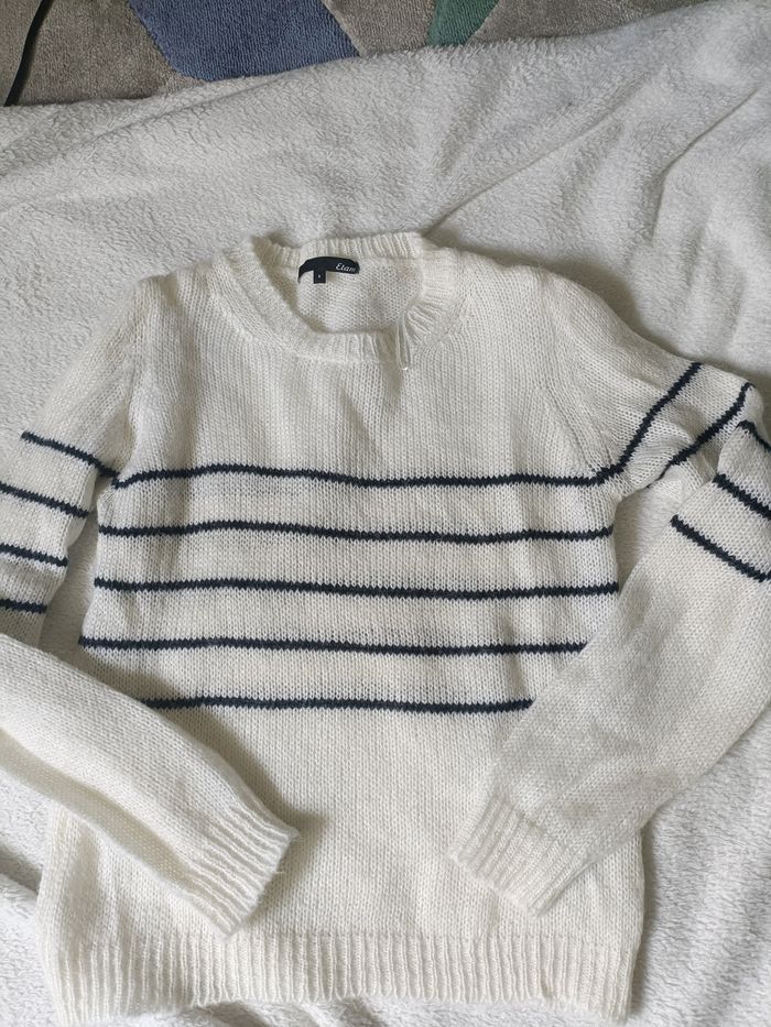 Pull rayé écru / beu marine  Etam taille S