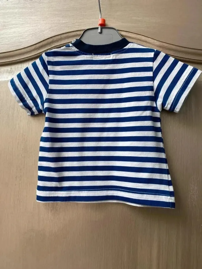 T-shirt Canari rayés bleu et blanc marin 3 mois - photo numéro 5