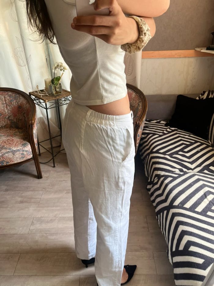 Pantalon taille basse lin vintage bohème y2k 2000yer - photo numéro 3