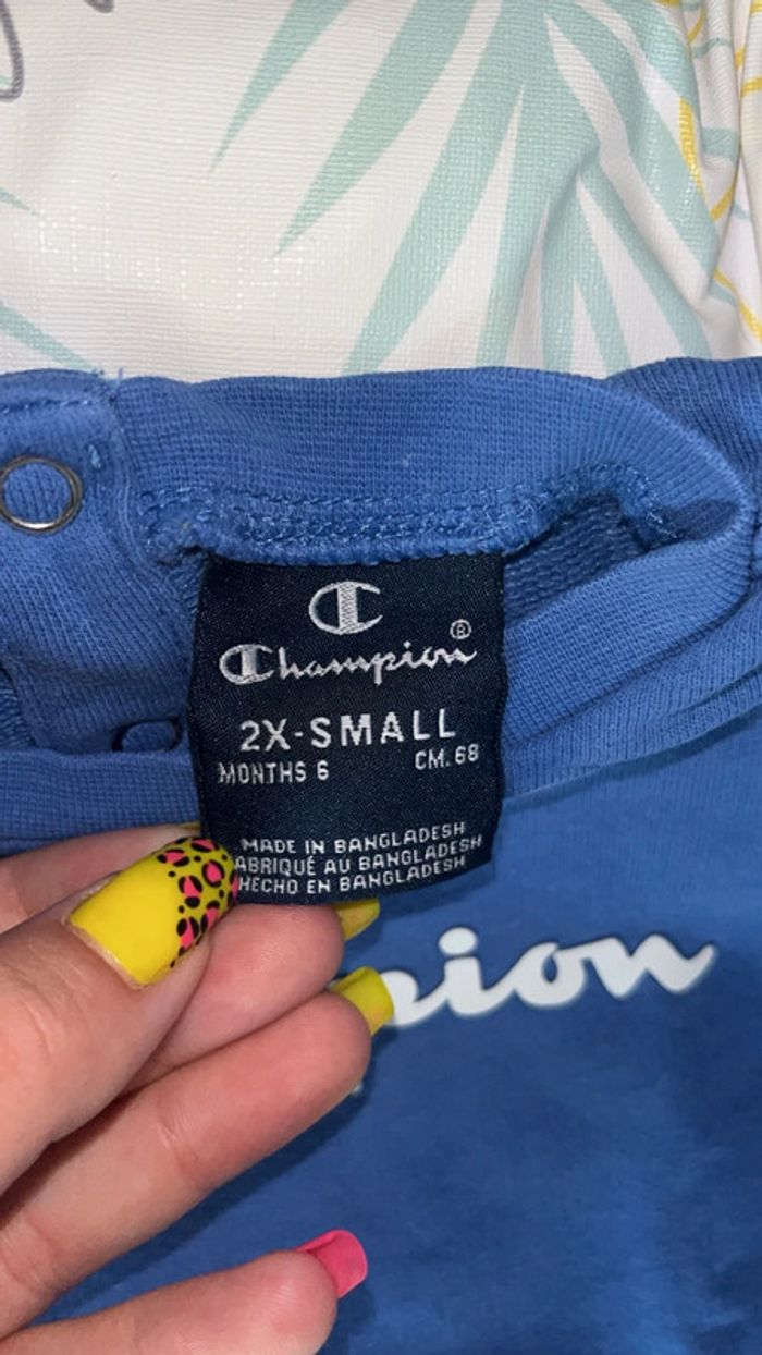 Ensemble jogging et pull gris et bleu 6 mois Champion - photo numéro 3