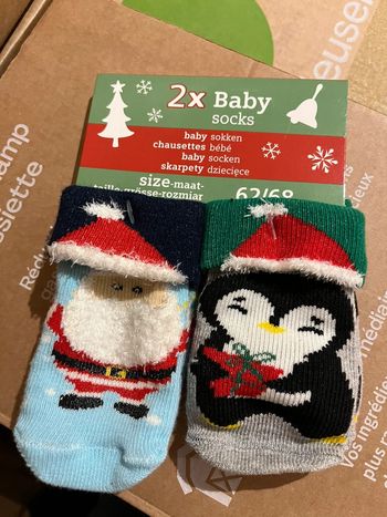 2 paires de chaussettes antidérapantes bébé Noël
