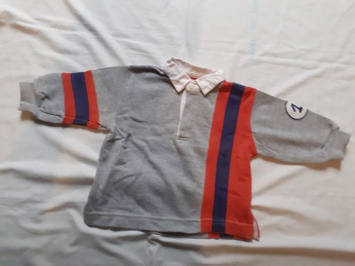 Sweet polo gris, rouge et marine