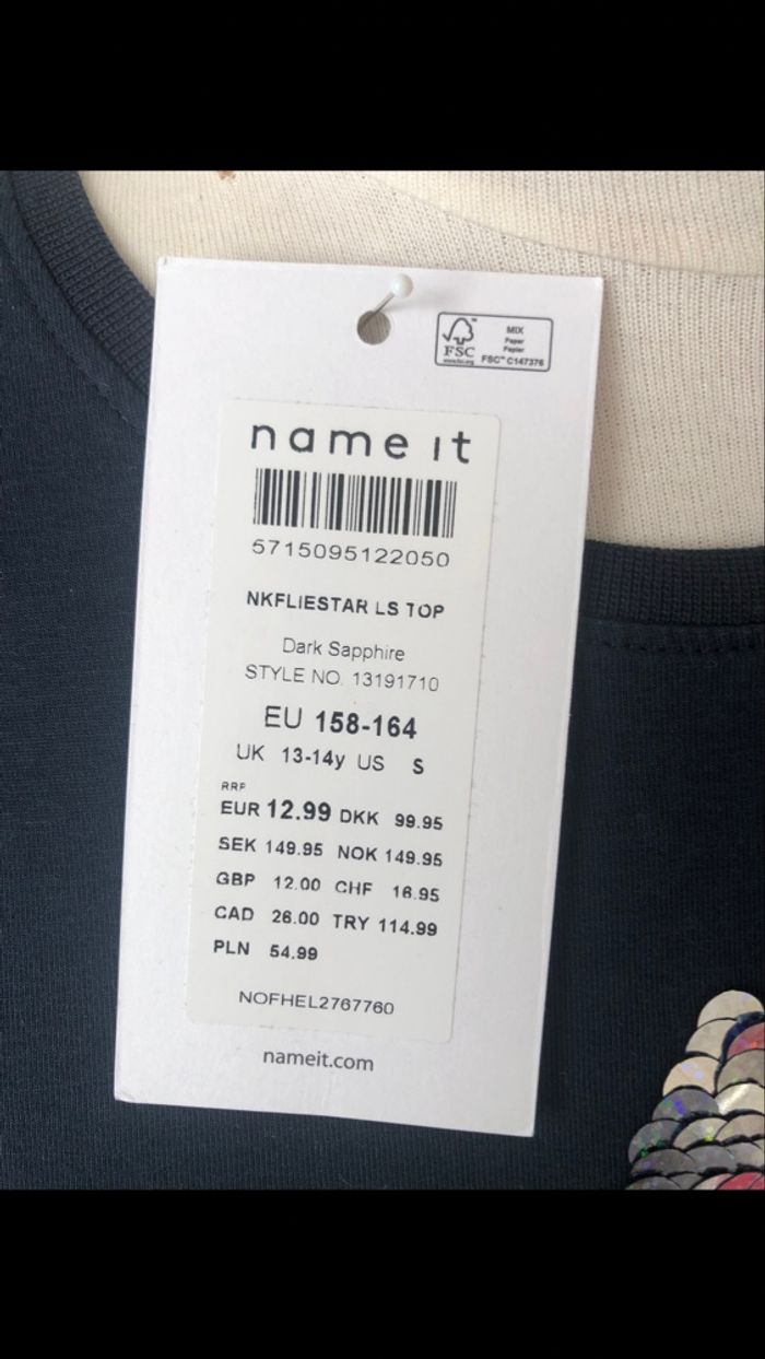 Tee  shirt bleu marine etoile sequins 14 ans  Name It - photo numéro 4