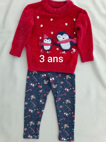 ensemble de Noël (pull chaud + legging chaud) fille - C&A - 3 ans