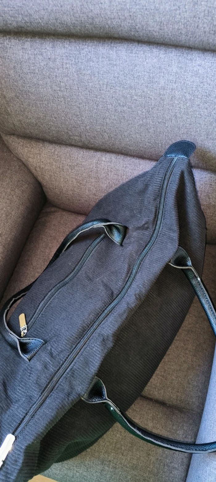Grand Sac fourre-tout très tendance noire velour - photo numéro 11