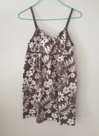 Robe fleurs hawaïennes marron blanche