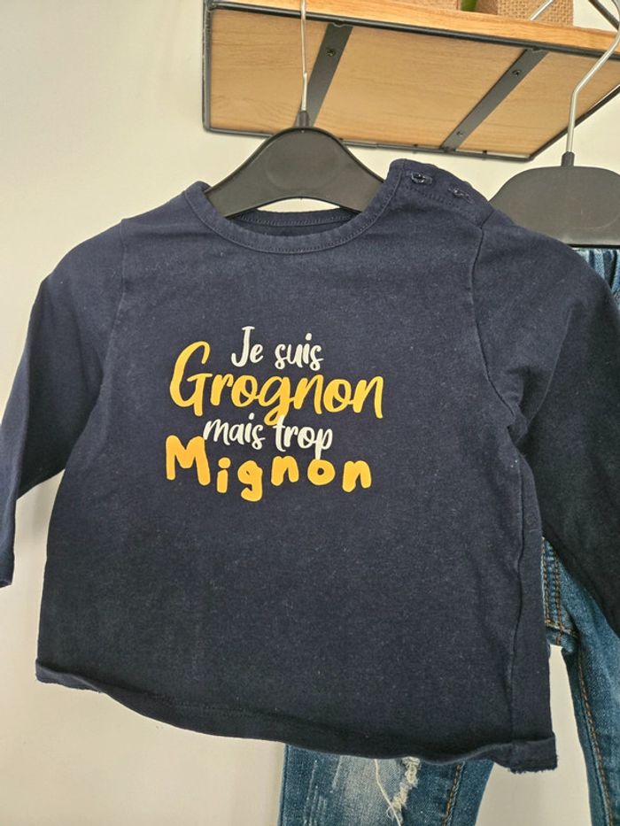 Ensemble T-shirt et jean / Kiabi et Shein 12 mois 👦 - photo numéro 2