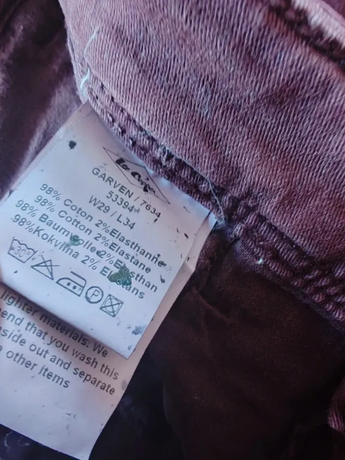 Pantalon slim Lee Cooper bordeaux – Taille 38 (W29 L34) Femme - photo numéro 5
