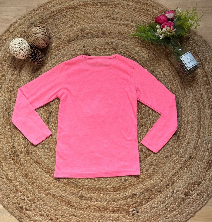 🌺T-shirt manche longue rose fluo avec logo mandala Taille 5-6ans/110-116cm🌺 - photo numéro 4