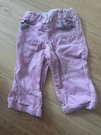 Pantalon fille rose en velour taille réglable kimbaloo 12 mois 