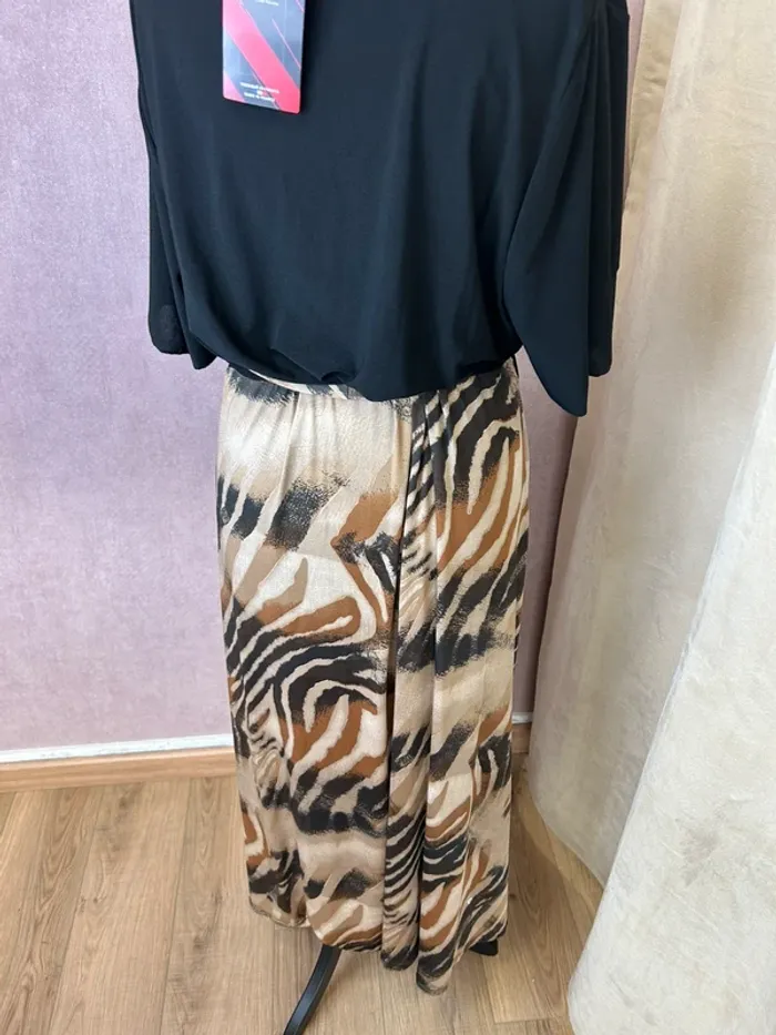 Robe longue femme noir et beige taille 50 taille 52 robe automne robe été femme - photo numéro 5