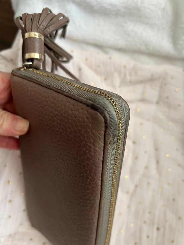 Compagnon Lancel en cuir taupe portefeuille - photo numéro 6