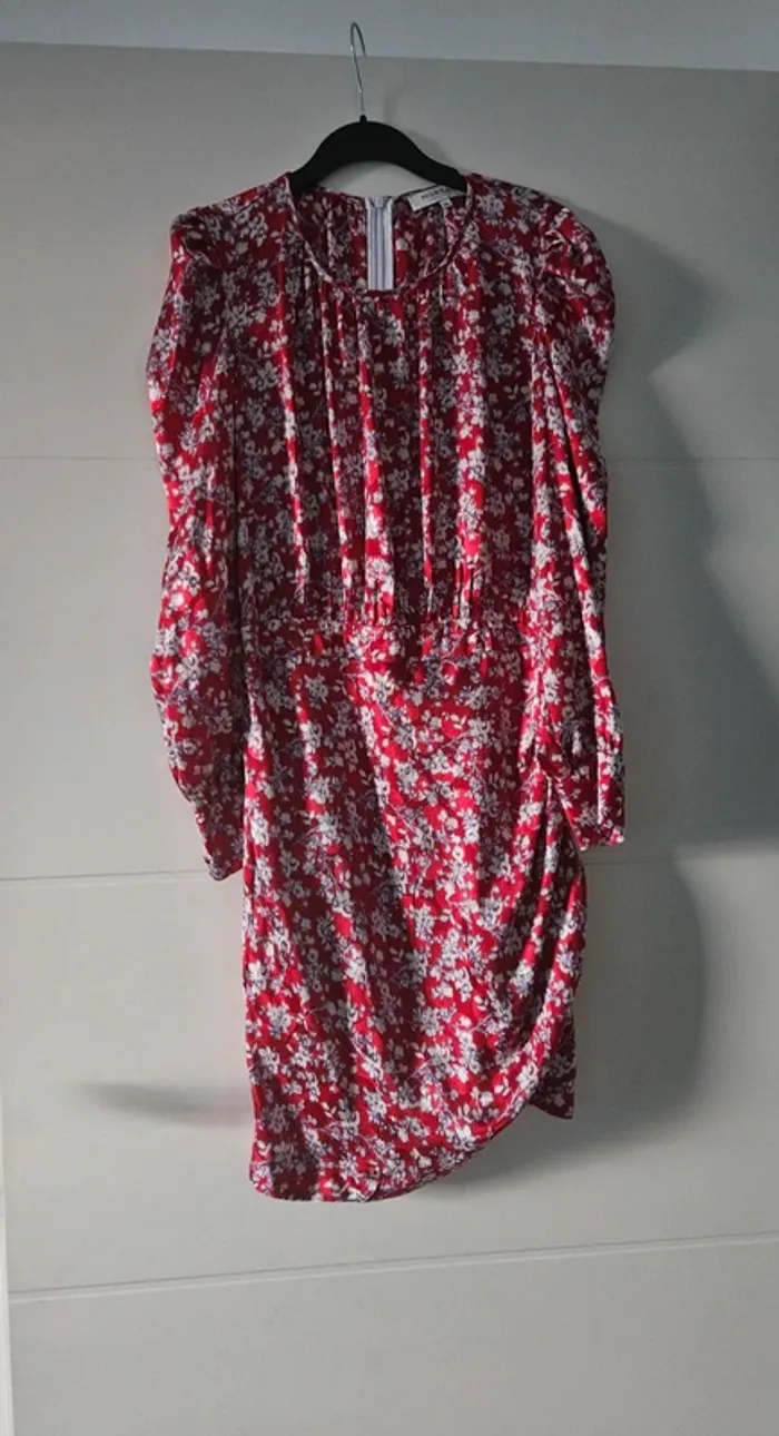 Robe drapée rouge multicolore, taille 36, Morgan