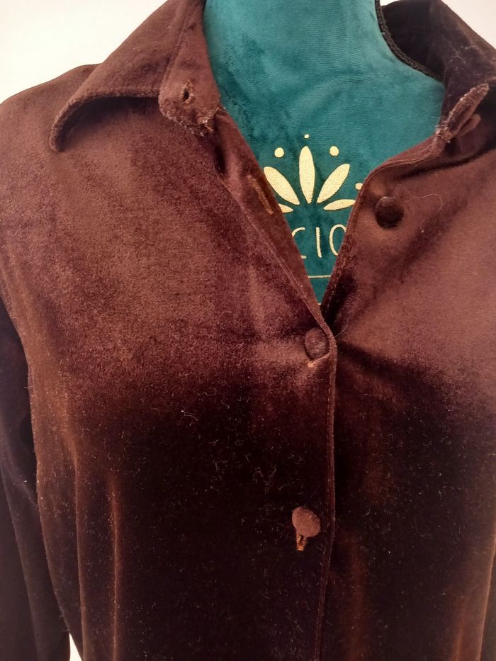 Chemisier vintage velours marron brillant - photo numéro 2