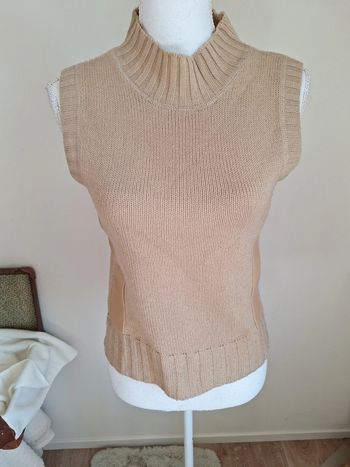 Pull sans manche beige simili cuir t38 #F38M-079