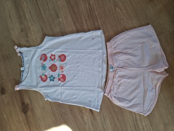 Pyjama été 2 pièces short/débardeur blanc/corail Okaïdi 12 ans
