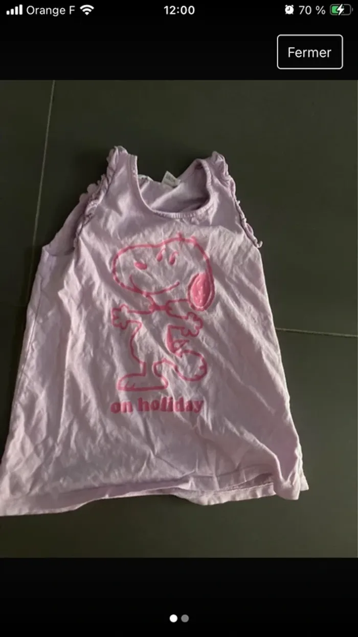 Debardeur snoopy 6-8 ans