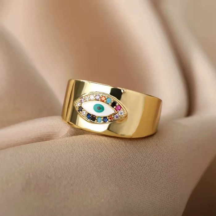 Bague œil dorée ajustable – acier inoxydable (neuve) - photo numéro 4