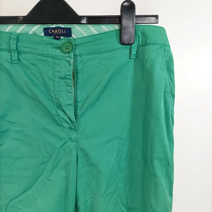 Pantalon droit vert en toile femme Taille 36 Carol - photo numéro 4