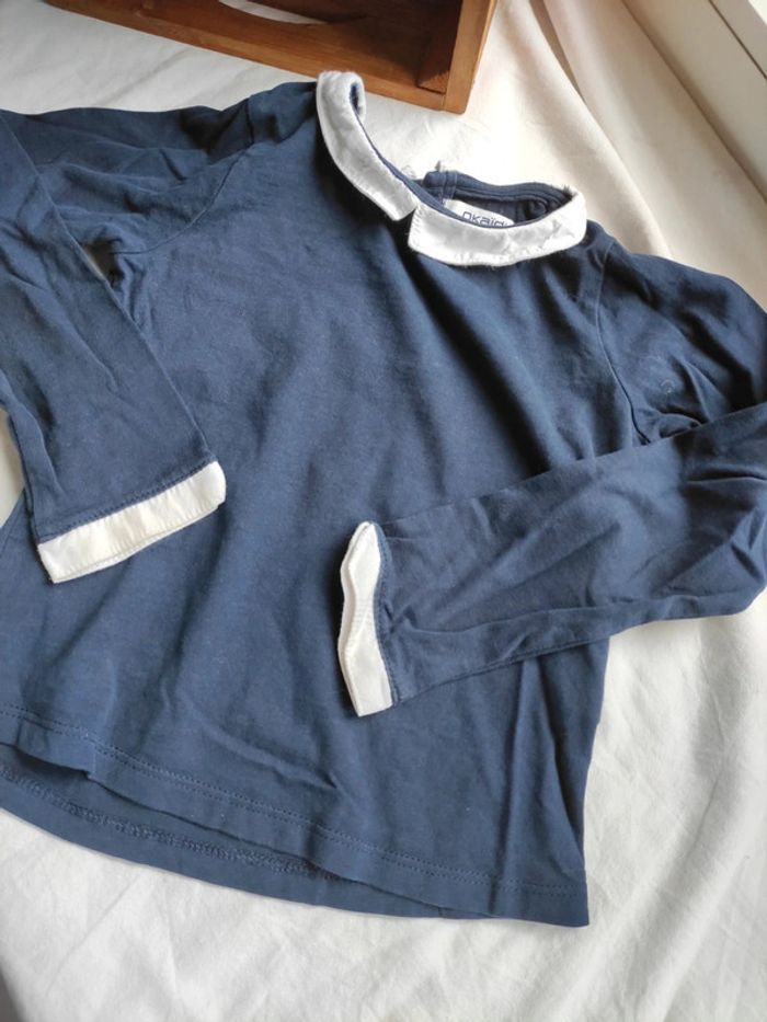 T-shirt manches longues col blanc 4 ans - photo numéro 2