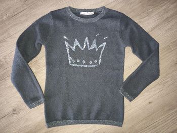 Pull 10 ans gris Gémo avec couronne 👑 en strass
