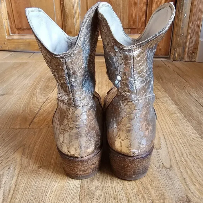 Boots Vintage cuir italien gold Strategia cowboy - photo numéro 11