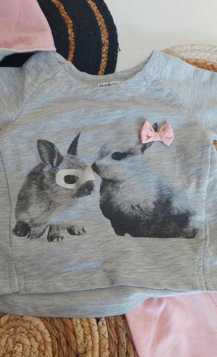 Ensemble animal lapin 🐰 mi saison sweat shirt pull fin léger manches longues avec legging - photo numéro 2