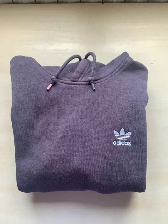 Sweat-shirt, Adidas, violet à capuche et poche - photo numéro 2