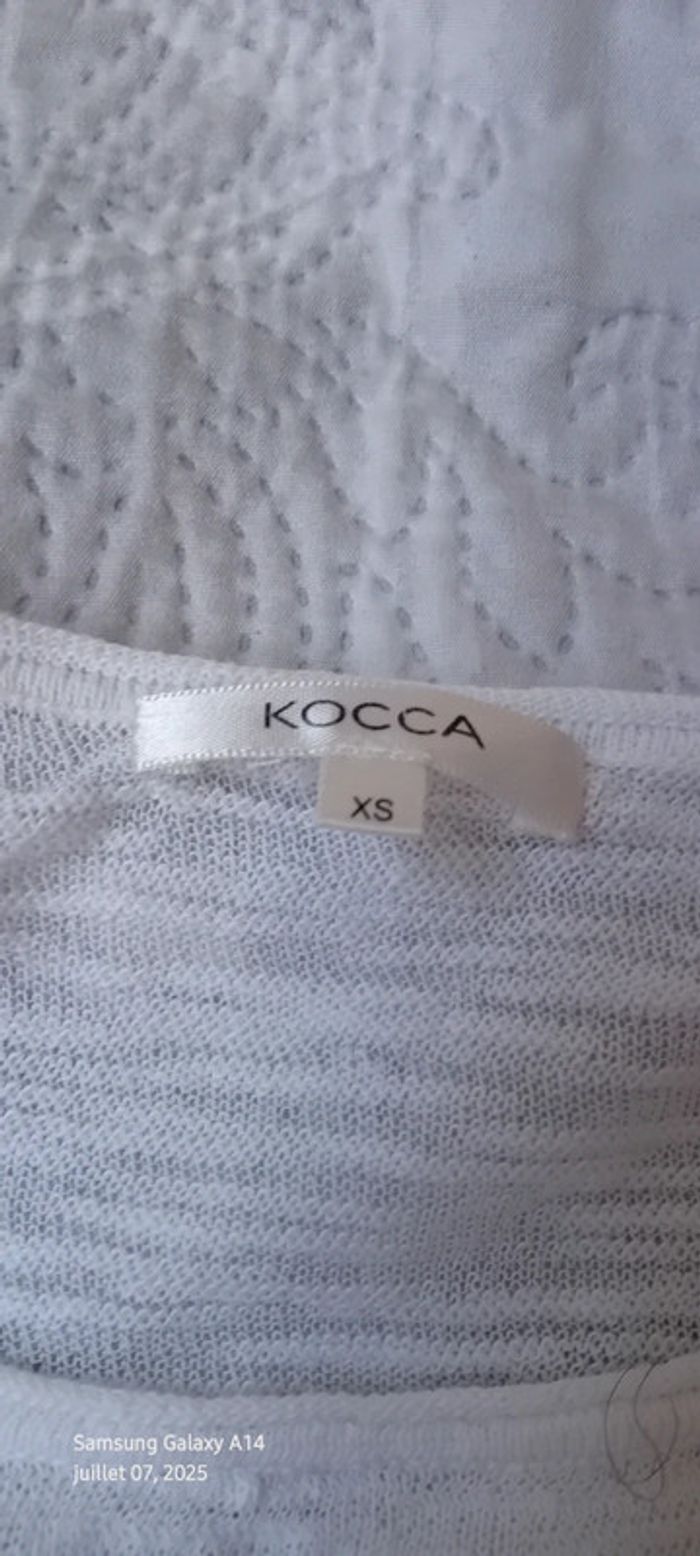 Pull court léger manches 3/4 forme trapèze blanc femme XS kocca - photo numéro 18