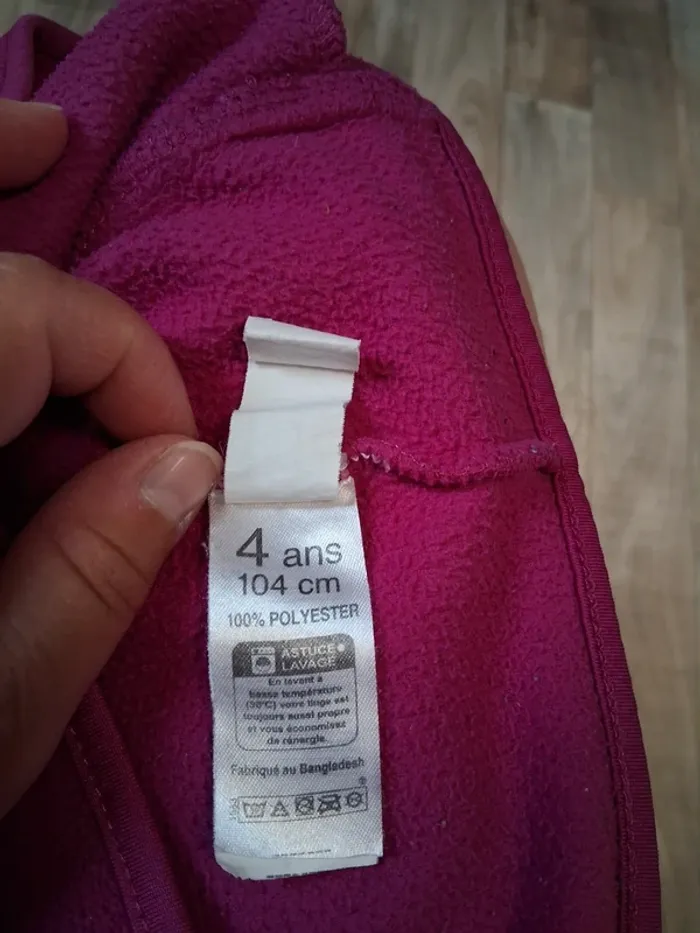 Veste zippée polaire fille fuchsia 4 ans - photo numéro 7