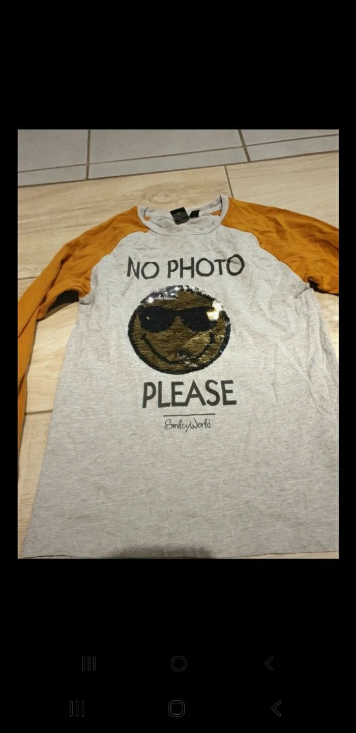 T-shirt garçon paillettes smiley 10 ans - photo numéro 2