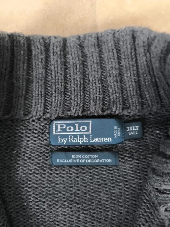 Pull quart zip camionneur homme 3XLT Ralph Lauren gris - photo numéro 6