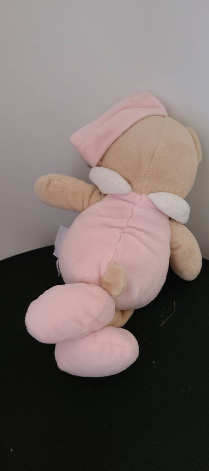 Doudou ours blanc rose beige MES PETITS CAILLOUX CMP - photo numéro 3