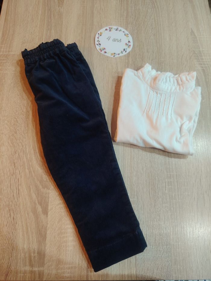Ensemble chic fille 4 ans Cyrillus et petit bateau tbe