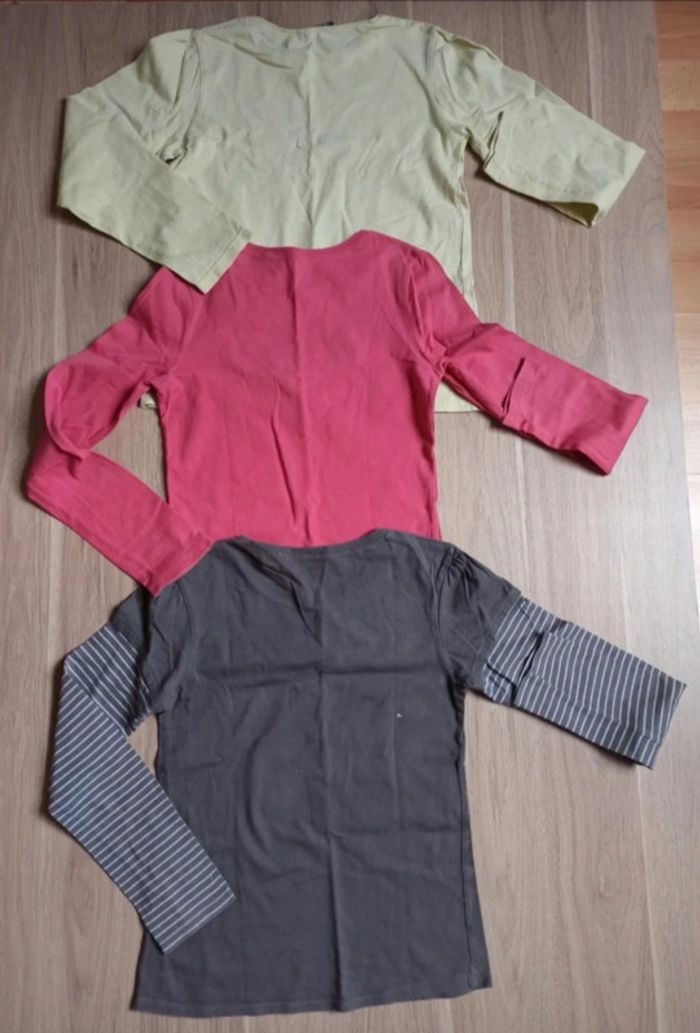 Lot de 3 t-shirts t-shirt violet-gris NKY t-shirt rose Okaïdi t-shirt vert tape à l'oeil 10 ans - photo numéro 2