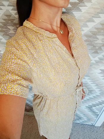Petite robe d'été Kookaï jaune et doré motif léopard 38 coton et fibres métallisées