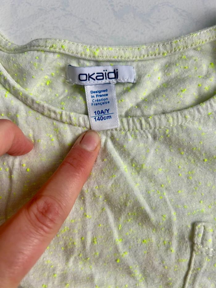 Robe okaidi jaune et bleu, fines rayures - photo numéro 3