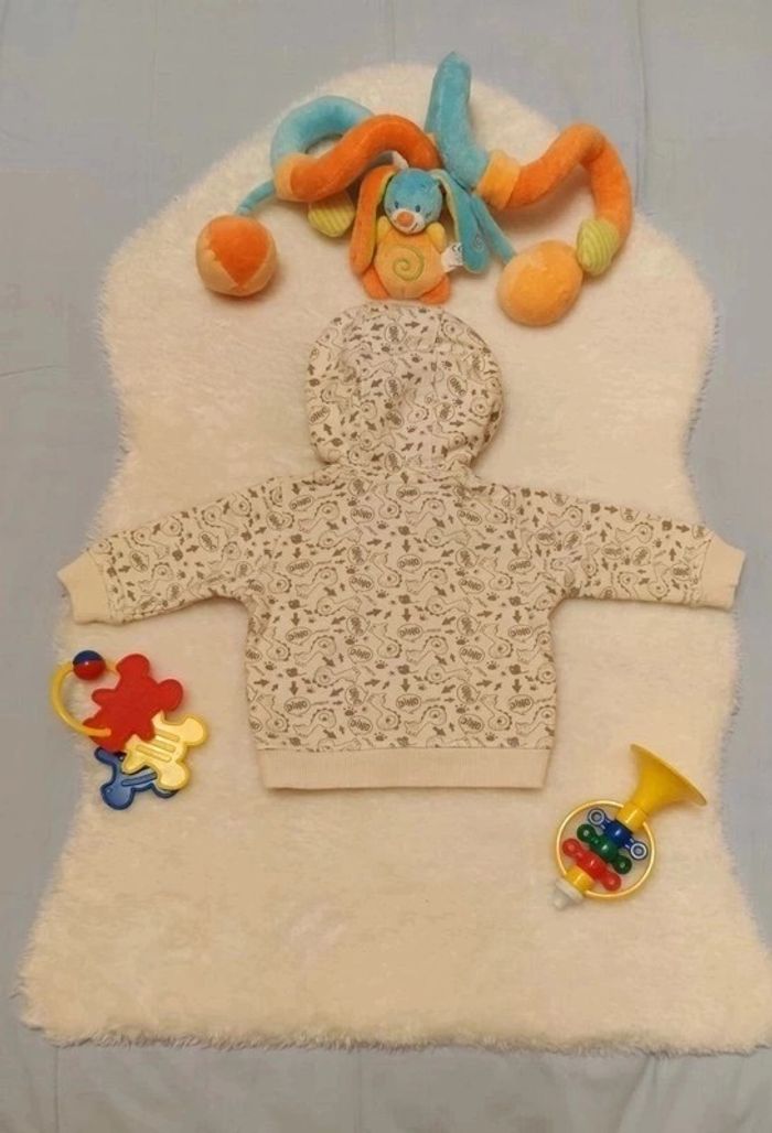 Gilet molletonné à zip et capuche "Dinosaures" T. 1-3 mois La Redoute Création - Cocoon - photo numéro 5