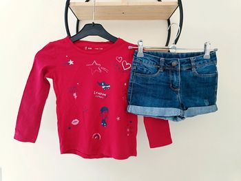 5 ans ensemble Teeshirt Gémo et short tape a l oeil