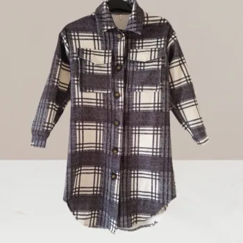Manteau long à carreaux gris & blanc - Shein - Taille 36 (S)