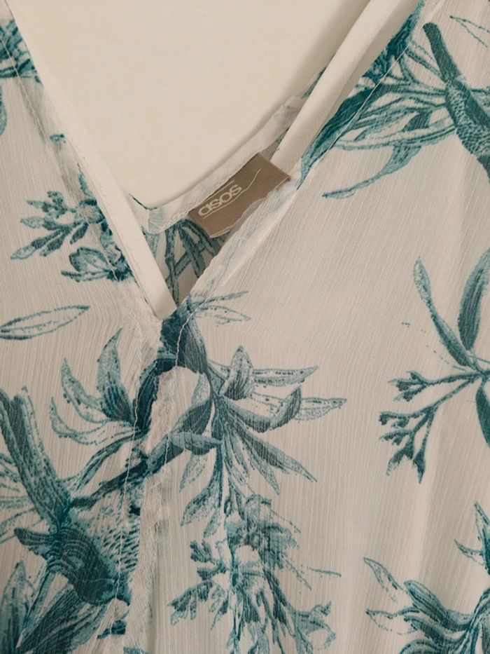 Combishort en deux parties blanche à fleurs turquoises Asos Taille 38 - photo numéro 4