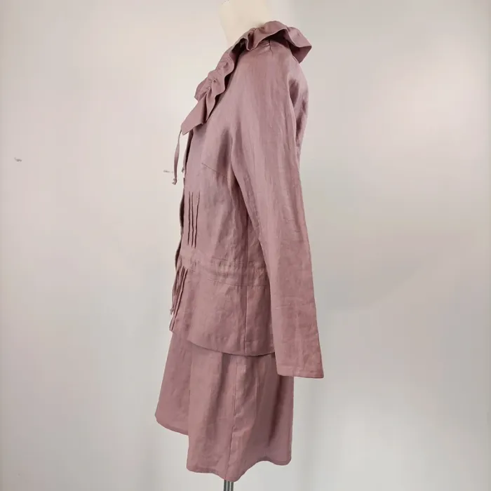 Ensemble Robe veste en Lin - Rose Parme vintage T40 - A201 - photo numéro 3