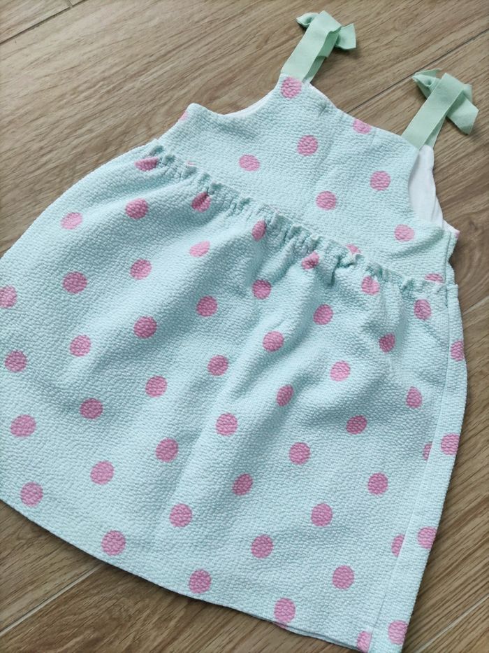Robe bleu turquoise à pois rose Zara 98cm - photo numéro 2
