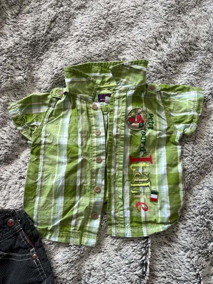 Ensemble salopette chemise bebe 3 mois sergent major - photo numéro 3