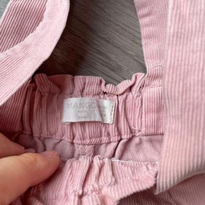 Pantalon à bretelles en velours rose mango - photo numéro 2