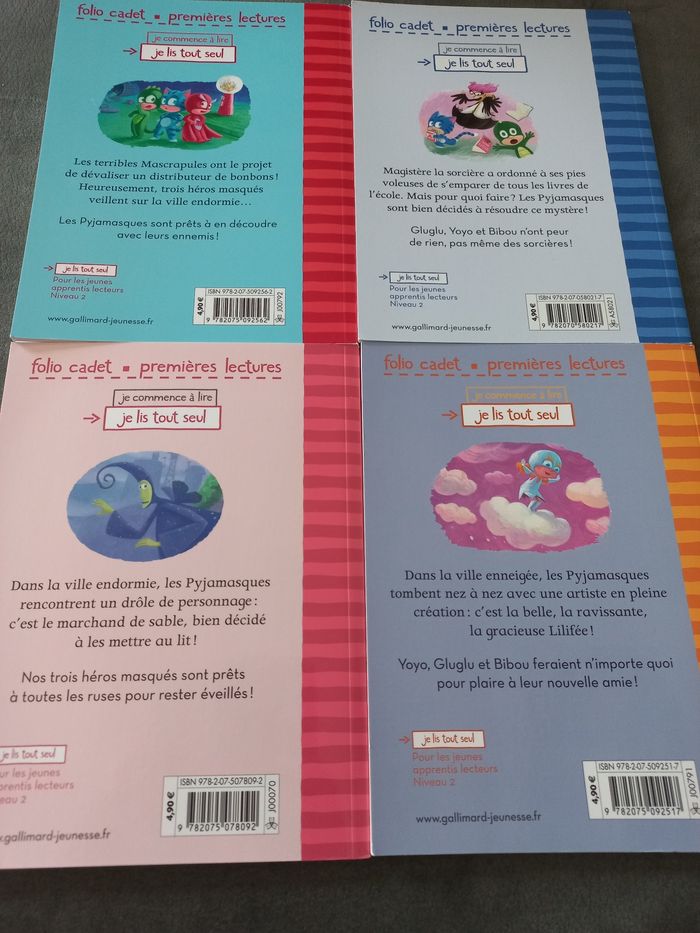 Lot 4 livres premières lectures folio cadet cp ce1 les pyjamasques - photo numéro 2