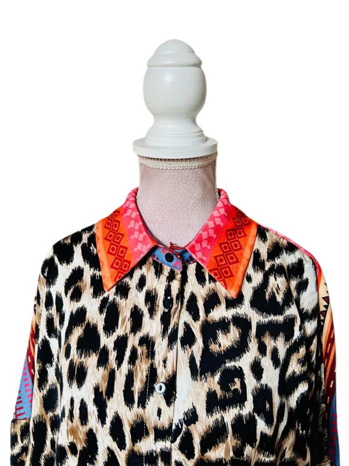 🧡🐆Chemise léopard oversize funky chic ethnic wild tribal multicolored animal shirt🐆🧡 - photo numéro 12