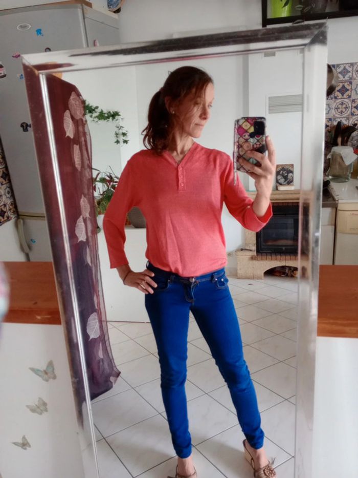 Pull femme 40 rose mailles fines c81